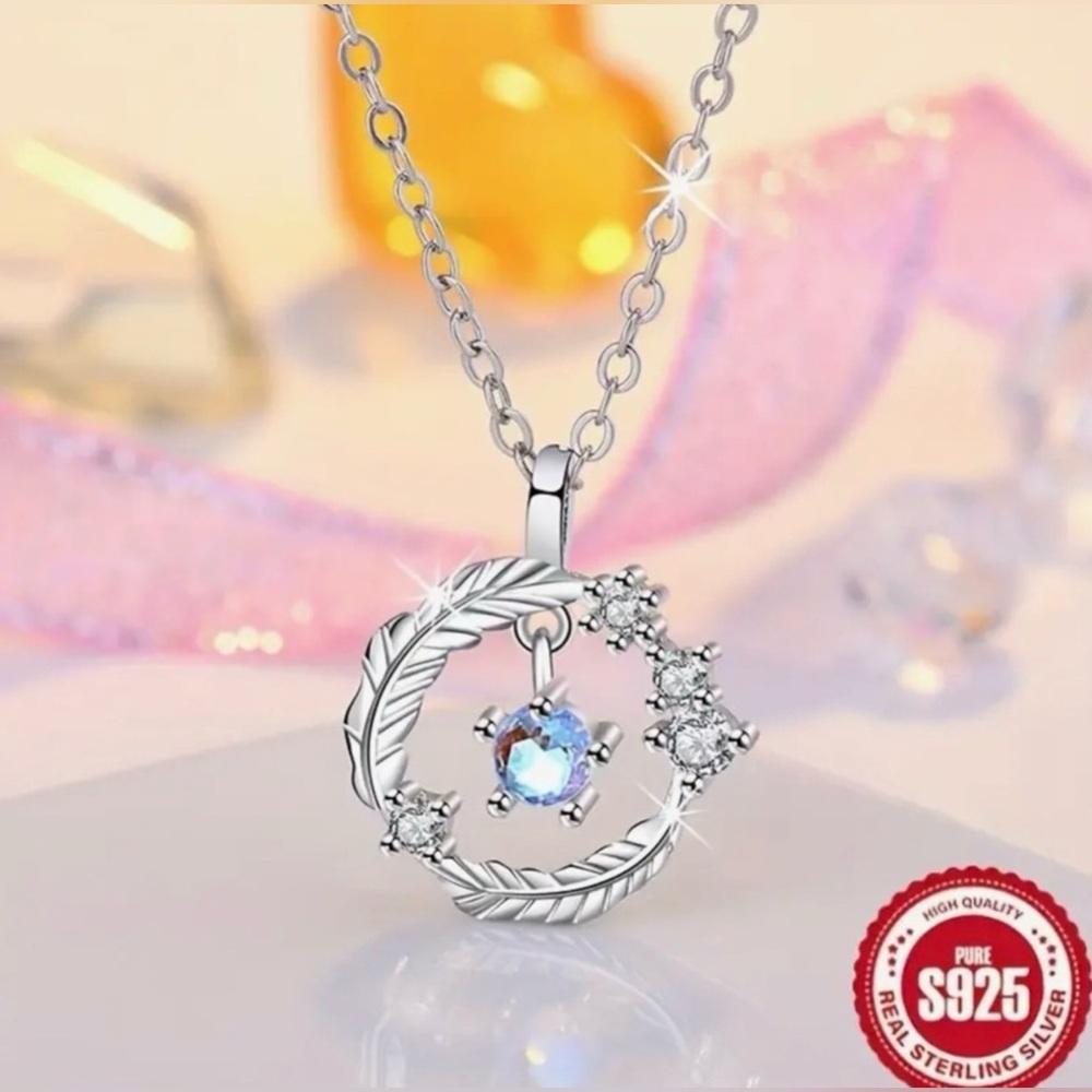 NWT Sterling Silver Necklace with Crystal Accents